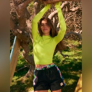 Free People Movement ‘Good Karma’ High Neck Layering Top in Highlighter